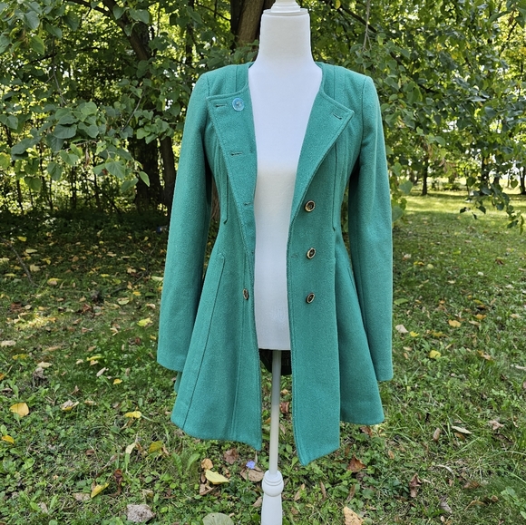 Anthropologie Elevenses Parker Peacoat - US Size 2 - Green - Picture 3 of 14